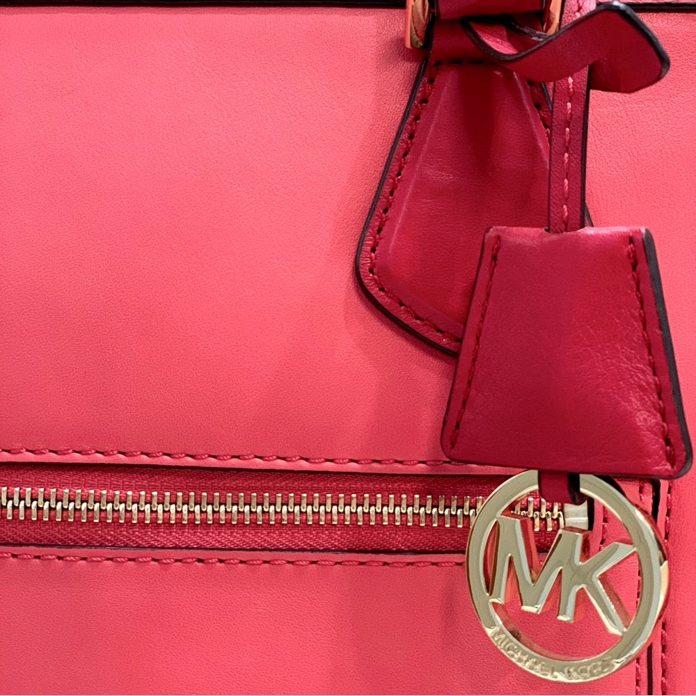RARE MICHAEL KORS Colette Satchel Leather Large Color-Block Zip Closure - Picture 7 of 14